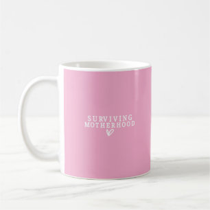 Caneca De Café Citação Moderna de Maternidade Rosa e Branco
