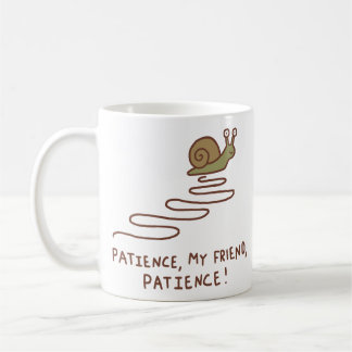 Caneca De Café Citação Motivacional de Caracol Fofo Paciência