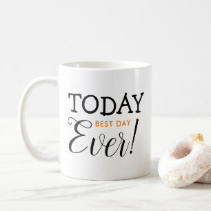 Caneca De Café Citação Motivacional de Otimismo Hoje Preto Laranj