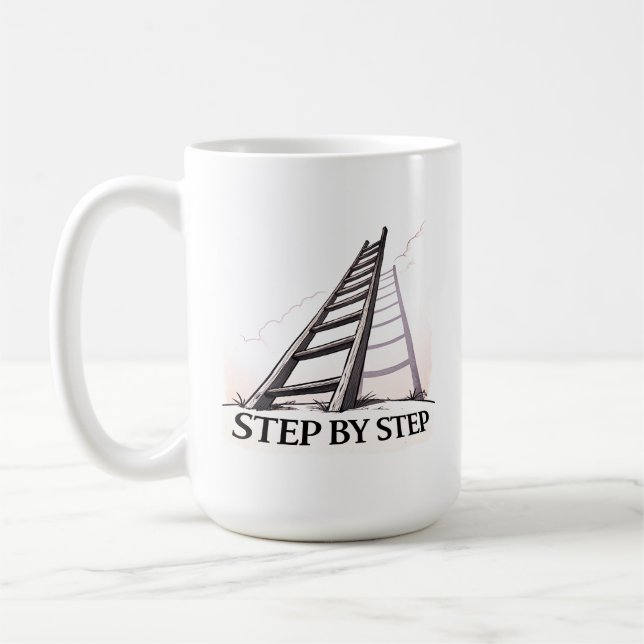 Caneca De Café Citação Motivacional Mínima – Passo a Passo (Esquerda)