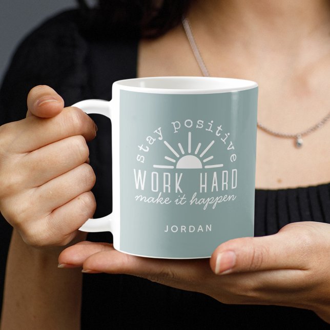Caneca De Café Citação Motivacional Positiva com Qualquer Nome (Criador carregado)