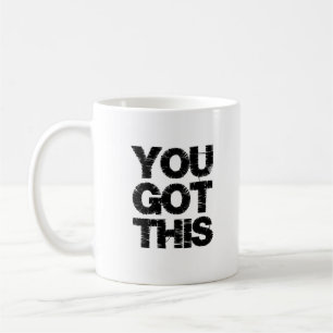 Caneca De Café Citação Motivacional Preto e Branco Você Consegue