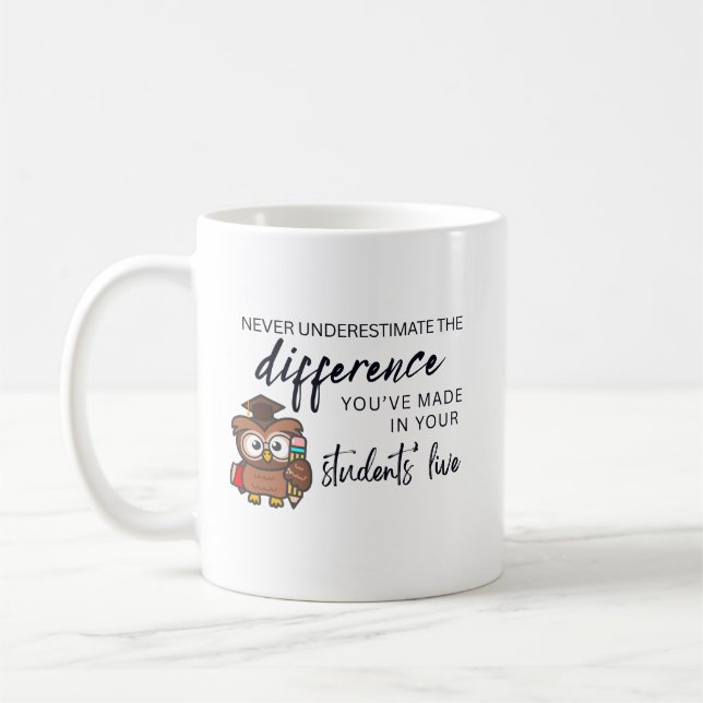 Caneca De Café Citação Personalizada de Apreciação ao Professor (Esquerda)