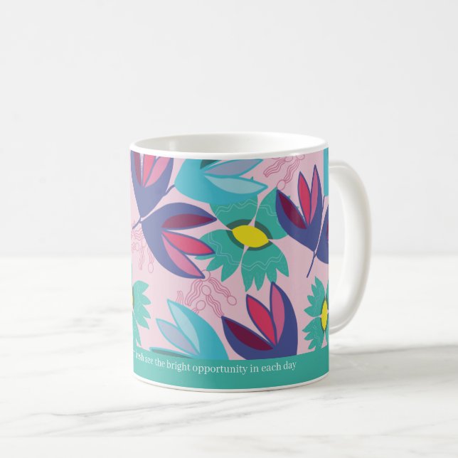 Caneca De Café citação personalizada floral verde moderno crocus  (Frente Esquerda)