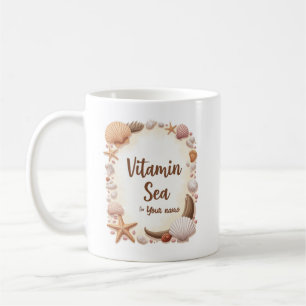 Caneca De Café Citação personalizada “Vitamin Sea” com nome