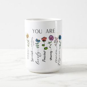 Caneca De Café Citação Positiva de Flor Silvestre Inspiração de V