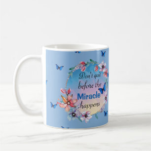 Caneca De Café Citação Positiva de Mindset de Bordas e Flores