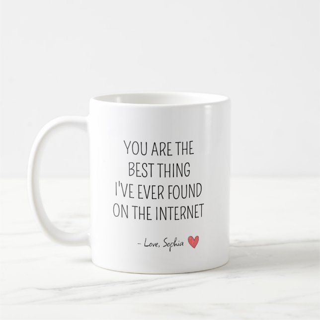 Caneca De Café Citação Romântica Personalizada na Internet (Esquerda)