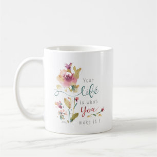 Caneca De Café Citação Rústica De Cores Aquáticas Botânicas 