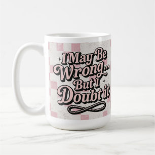 Caneca De Café Citação Sarcástica em Xadrez Rosa