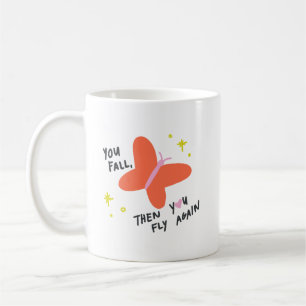 Caneca De Café Citação Simples e Fofa de Borboleta Laranja Ousada