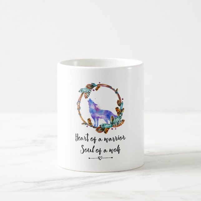 Caneca De Café Citação tipográfica com estilo Wolf Boho Watercolo (Centro)