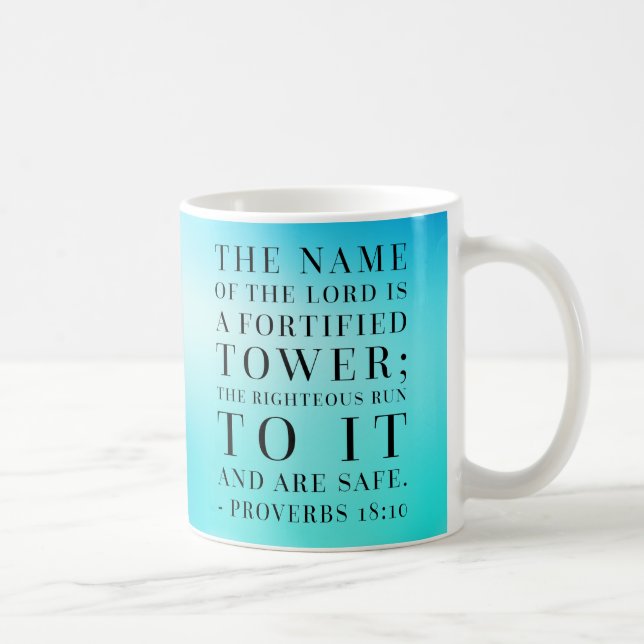 Caneca De Café Citações da bíblia do 18:10 dos provérbio (Direita)