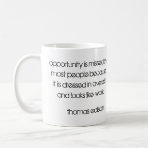Caneca De Café Citações da oportunidade por Thomas Edison