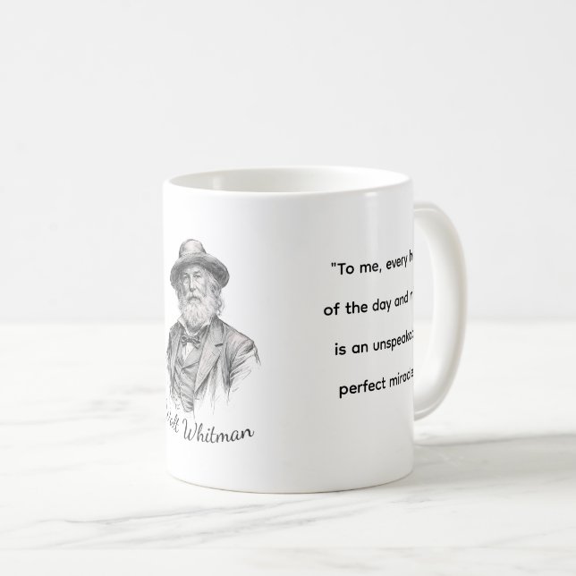 Caneca De Café Citações de Walt Whitman para a Vida (Frente Esquerda)