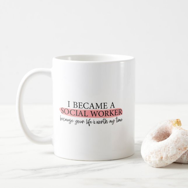 Caneca De Café citações engraçadas para Mês de Trabalho Social (Com Donut)