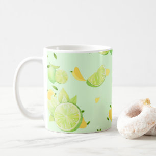 Caneca De Café Citrinos Verdes Tropicais SUMMER Laranja-limão