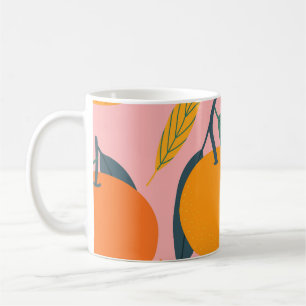 Caneca De Café Citros desenhados à mão, padrão de mandarina sem c