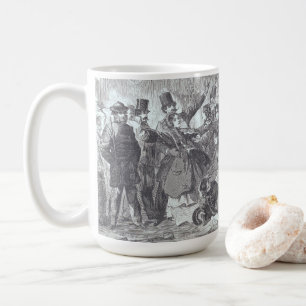 Caneca De Café CITY SNOW SLIDE (1860) Vintage Art Christmas Mug