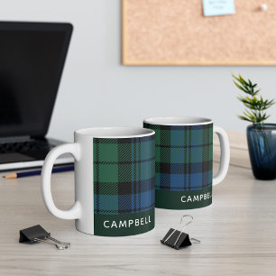 Caneca De Café Clã Personalizado Campbell Tartan Nome da Xadrez