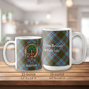 Caneca De Café Clan Anderson Crest sobre Tartan