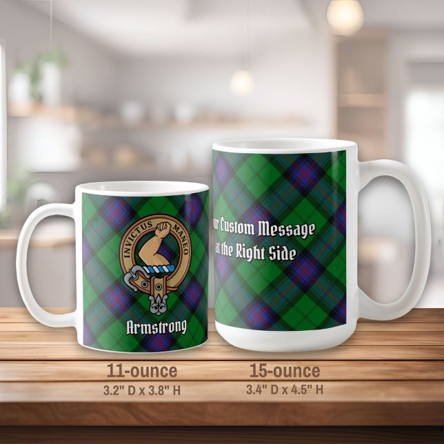 Caneca De Café Clan Armstrong Crest sobre Tartan (Criador carregado)