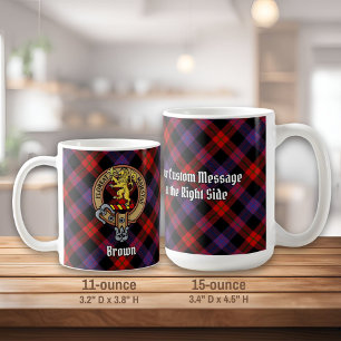 Caneca De Café Clan Brown Crest sobre Tartan