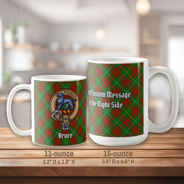 Caneca De Café Clan Bruce Crest sobre caçar Tartan (Criador carregado)