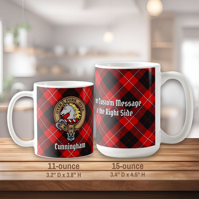 Caneca De Café Clan Cunningham Crest sobre Tartan (Criador carregado)