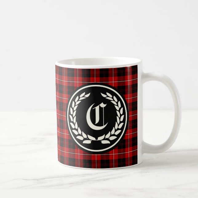 Caneca De Café Clan Cunningham Red e Black Tartan Monogramas (Direita)