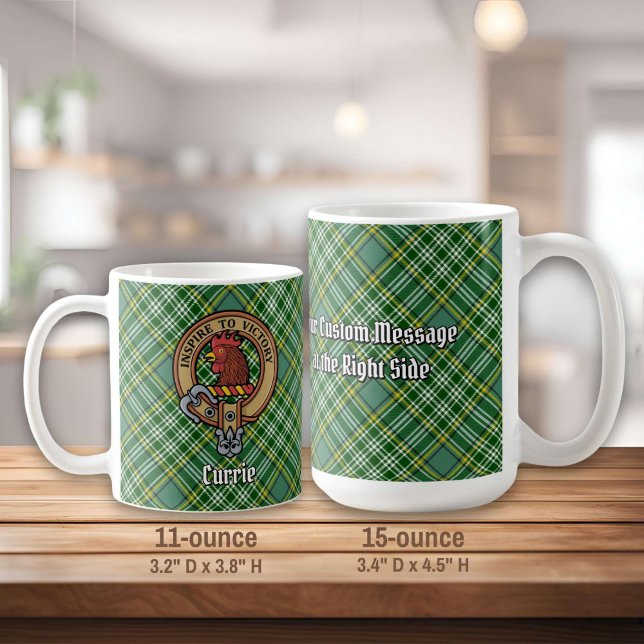 Caneca De Café Clan Currie Rooster Crest sobre Tartan (Criador carregado)