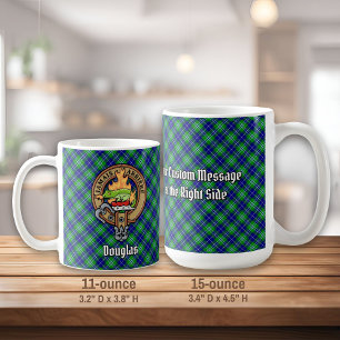 Caneca De Café Clan Douglas Crest sobre Tartan