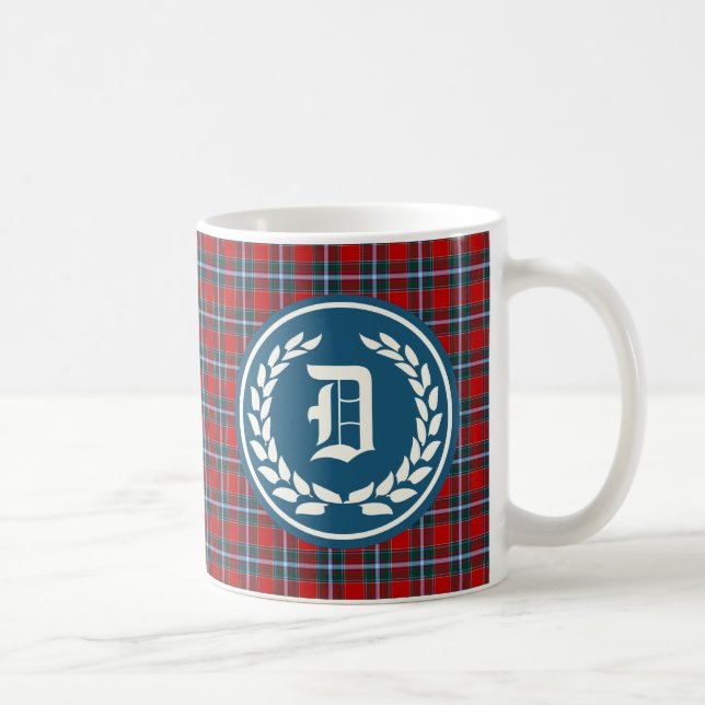 Caneca De Café Clan Drummond Bright Red Tartan Monograma (Direita)
