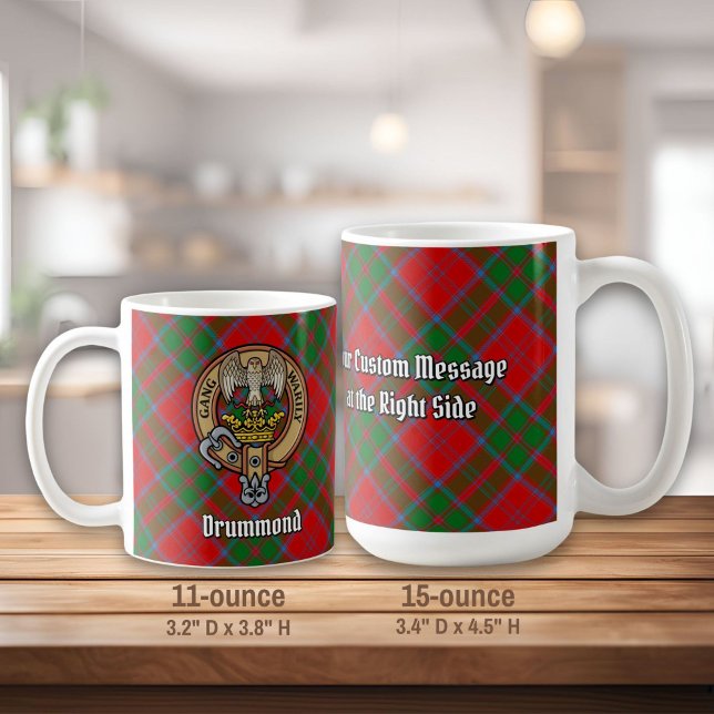 Caneca De Café Clan Drummond Crest sobre Tartan (Criador carregado)