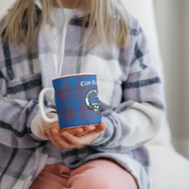 Caneca De Café Clan Elliot Crest Crachá e Tartan personalizável