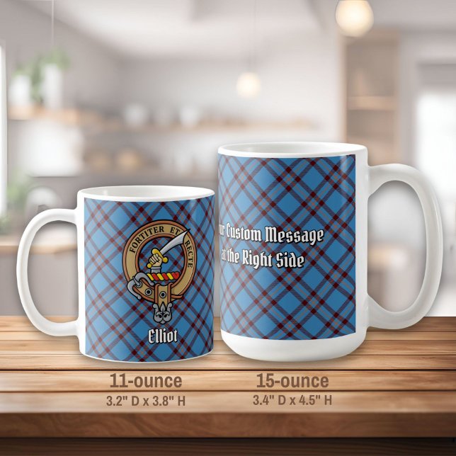 Caneca De Café Clan Elliot Crest sobre o Antigo Tartan (Criador carregado)