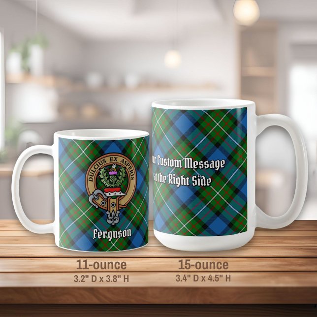 Caneca De Café Clan Ferguson Crest sobre Tartan (Criador carregado)