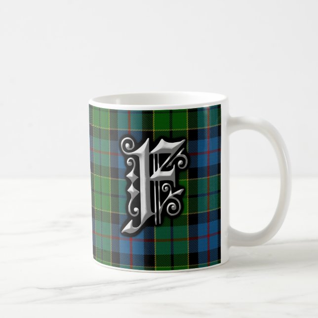 Caneca De Café Clan Forsyth - Letra F Monograma Tartan (Direita)