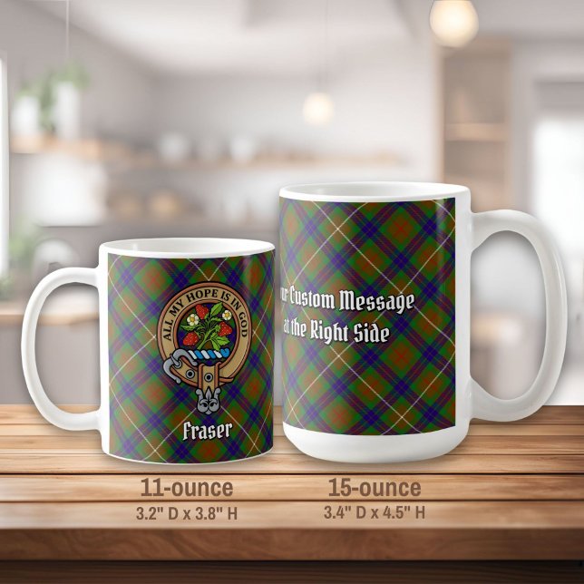 Caneca De Café Clan Fraser Crest sobre caçar Tartan (Criador carregado)