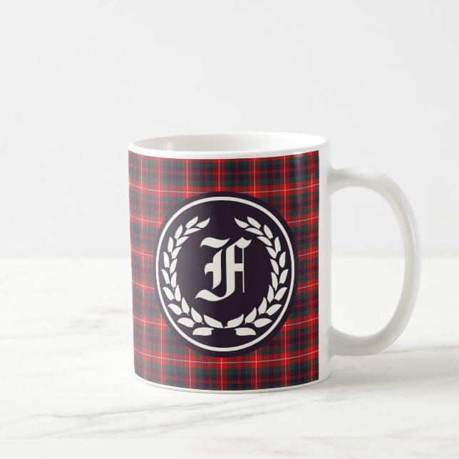 Caneca De Café Clan Fraser de Lovat Modern Tartan Monograma (Direita)