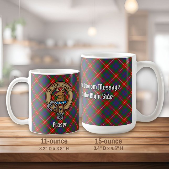 Caneca De Café Clan Fraser do Lovat Crest sobre Tartan (Criador carregado)