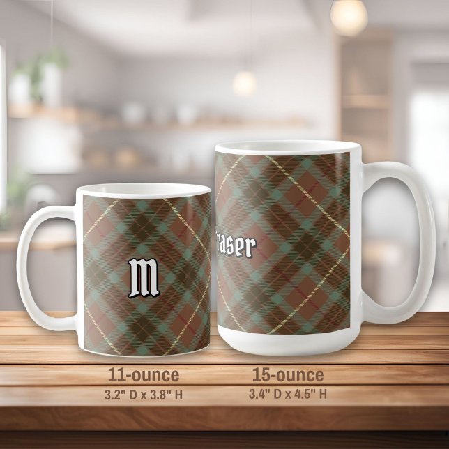 Caneca De Café Clan Fraser Weathered caçando Tartan Coffee Mug (Criador carregado)