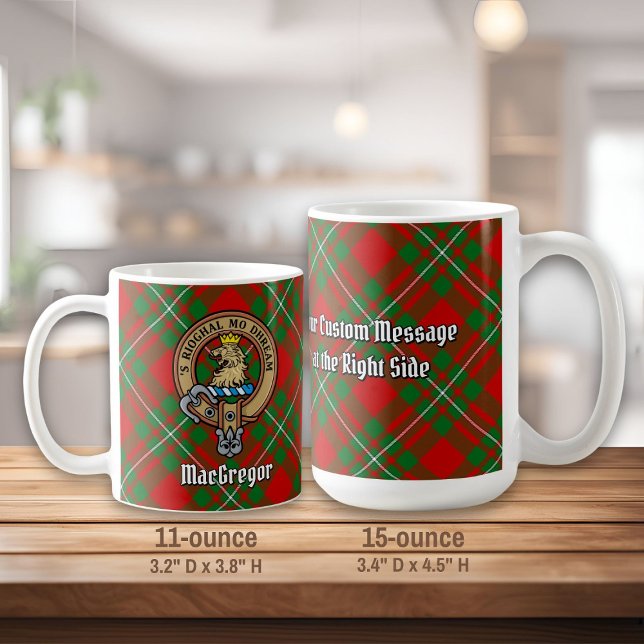 Caneca De Café Clan Gregor Crest sobre Tartan (Criador carregado)