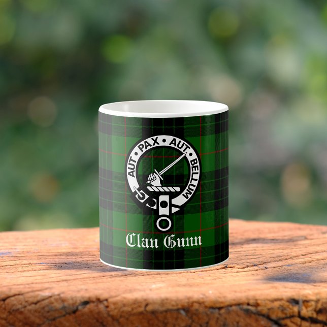 Caneca De Café Clan Gunn Crest Crachá e Tartan (Criador carregado)