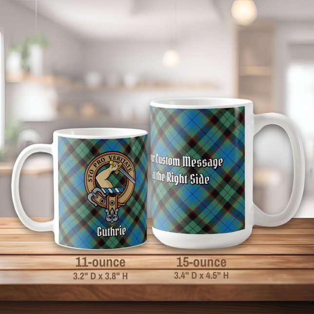Caneca De Café Clan Guthrie Crest sobre Tartan (Criador carregado)