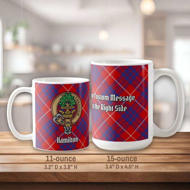 Caneca De Café Clan Hamilton Crest sobre o Red Tartan (Criador carregado)