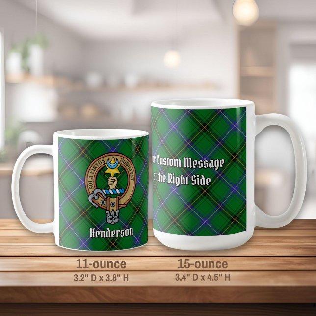 Caneca De Café Clan Henderson Crest sobre Tartan (Criador carregado)