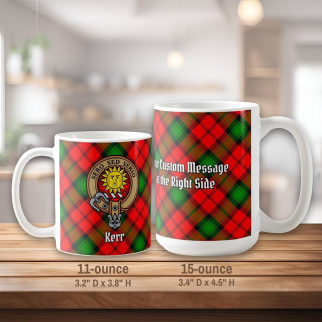 Caneca De Café Clan Kerr Crest sobre Tartan (Criador carregado)