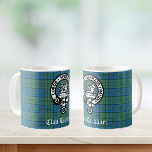 Caneca De Café Clan Lockhart Crest Crachá & Tartan