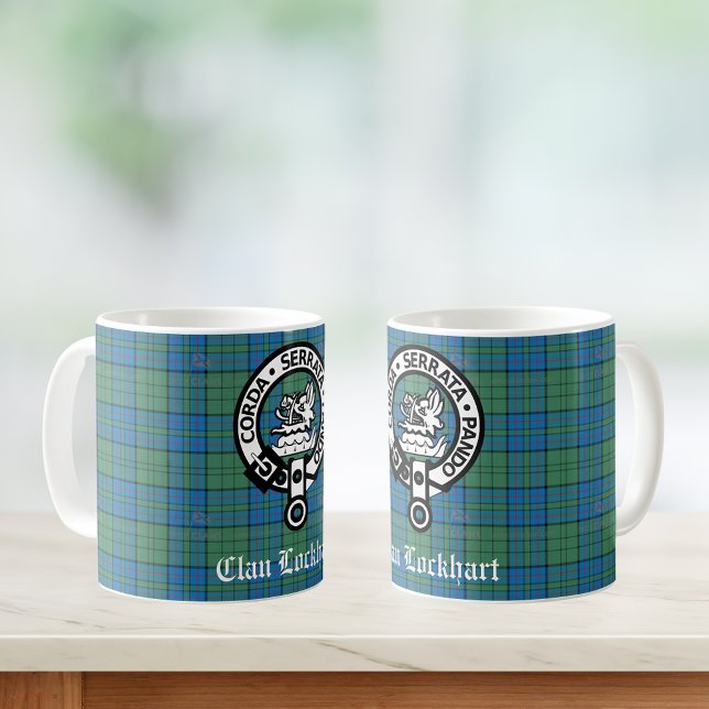 Caneca De Café Clan Lockhart Crest Crachá & Tartan (Check out the entire Clan Lockhart collection!)